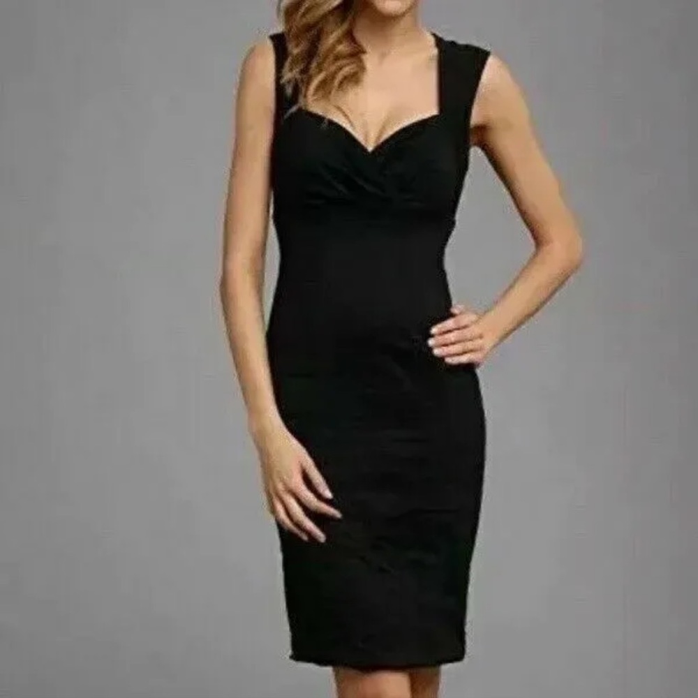 NWT Nicole Miller Women's Black Metallic Stretch Sheath Cocktail Dress Size 12